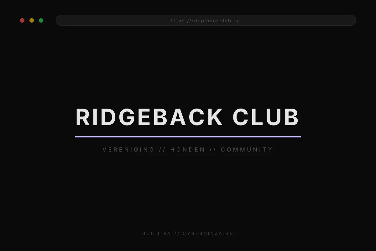 Ridgeback Club verenigingswebsite screenshot
